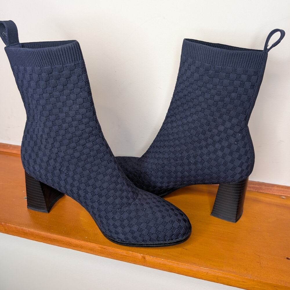 VIVAIA Round-Toe Water-Repellent Heeled Ankle Boots – Navy Blue – EU 36.5 (US 6–